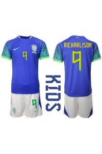 Brasilia Richarlison #9 Jalkapallovaatteet Lasten Vieraspeliasu MM-kisat 2022 Lyhythihainen (+ Lyhyet housut)